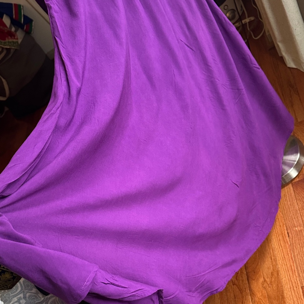 Purple Embroidered Sleeve Dress - Picture 7 of 8